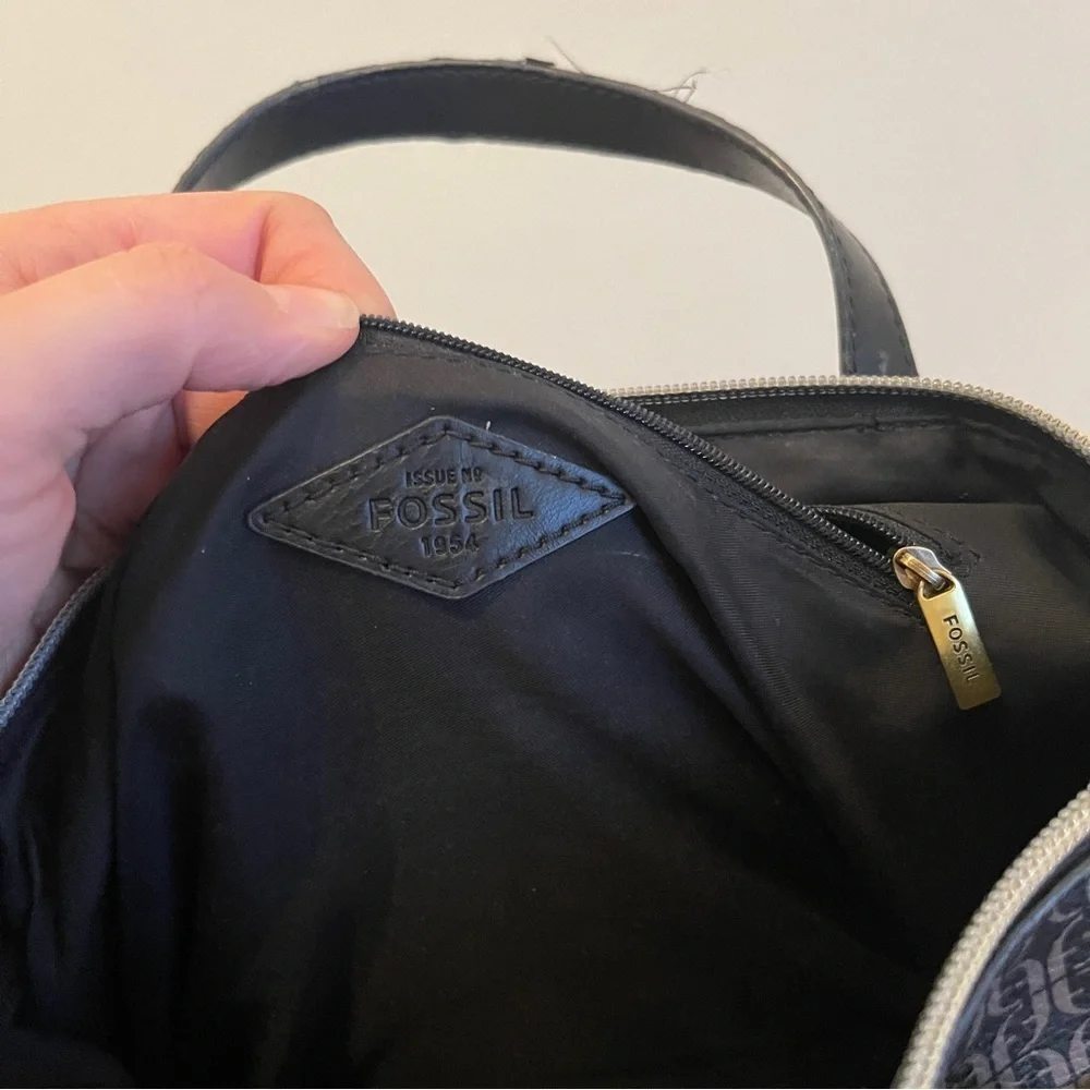 Fossil Felicity Logo Satchel Black Brown